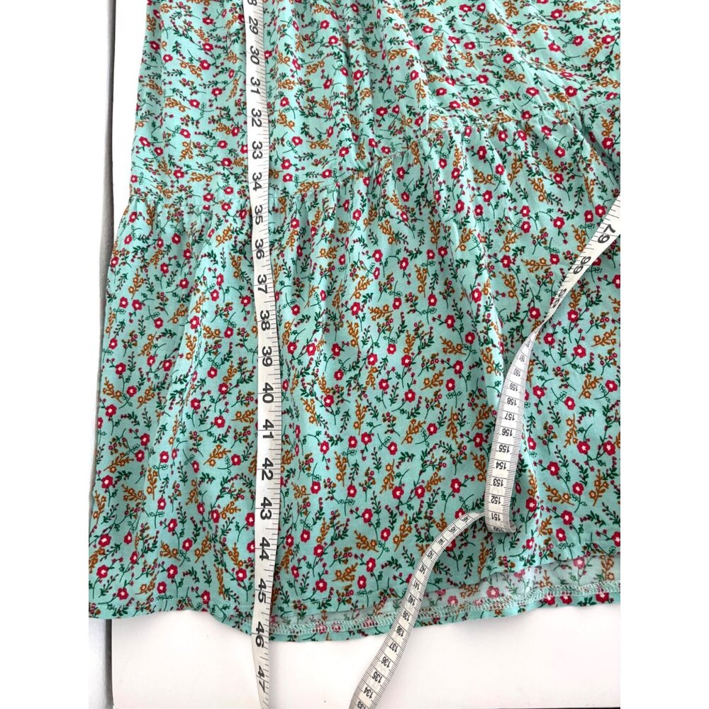 Floral Dress L Tiered Pockets Midi Puff Sleeve Cottagecore Casual Boho Fairycore - Picture 6 of 10